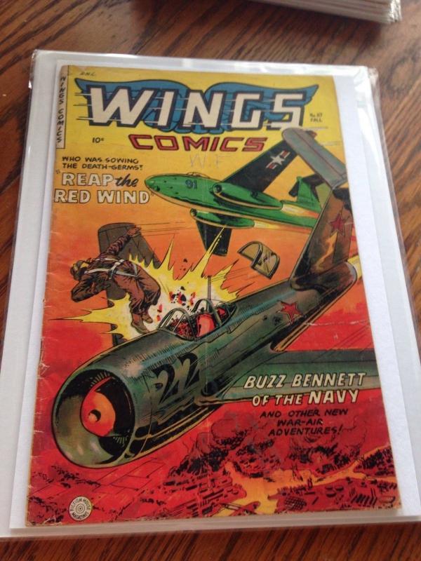 Wings Comics 117 VG- Fiction House Possible Maurice Whitman cover 1952