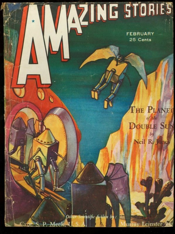 AMAZING STORIES 1932 FEB-UNUSUAL ROBOT CVR G/VG 