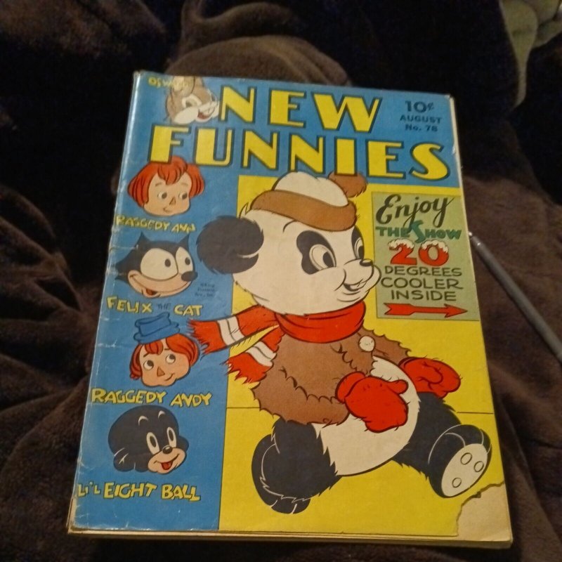 New Funnies Comics 78 Dell 1943 Golden Age Andy Panda Felix The Cat Raggedy Ann