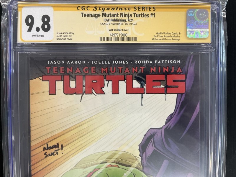 Teenage Mutant Ninja Turtles #1 CGC 9.8 EXCLUSIVE Signed BY NOAH SULT PROSHIPS