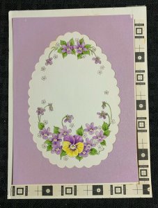 EASTER SUNDAY Purple & Yellow Flowers in Oval 5.5x7.5 Greeting Card Art #E2323