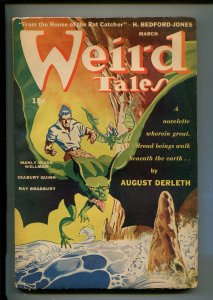 WEIRD TALES 03/1944-RAY BRADBURY-PULP-AUGUST DERLETH-HANNES BOK-SEABURY QUINN-vg