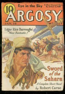 ARGOSY JAN 16 1937-SWORD OF SAHARA-EDGAR RICE BURROUGHS VF+