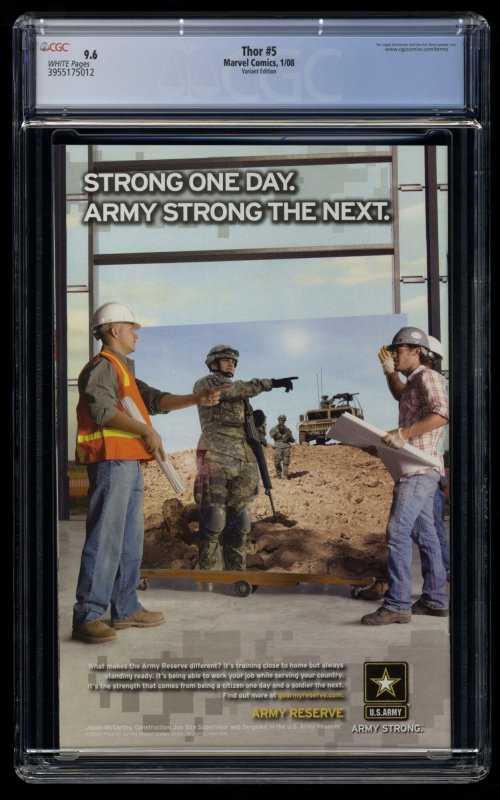Thor #5 CGC NM+ 9.6 White Pages J. Scott Campbell Variant 1st Lady Loki!