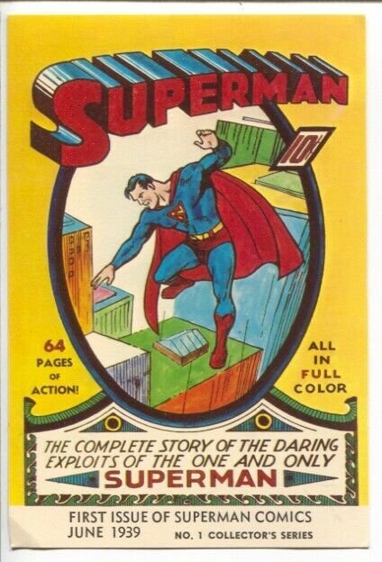 Superman #1 First Issue 1939 Post Card 1972-DC-reproduces cover-VF