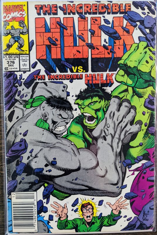 The Incredible Hulk #376 (1990) FINE HULK VS HULK!