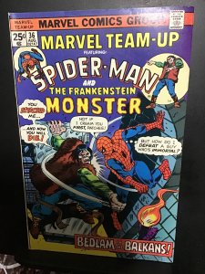 Marvel Team-Up #36 (1975) Hi Greg Spidey versus Frankenstein key! VF+ Wow!
