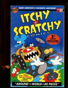 ITCHY & SCRATCHY COMICS #1 (8.0) AROUND THE WORLD IN 80 PIECES! 1999~
