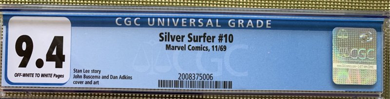 SILVER SURFER #10 CGC 9.4 -- O/w to WHITE PAGES! STAN LEE JOHN BUSCEMA