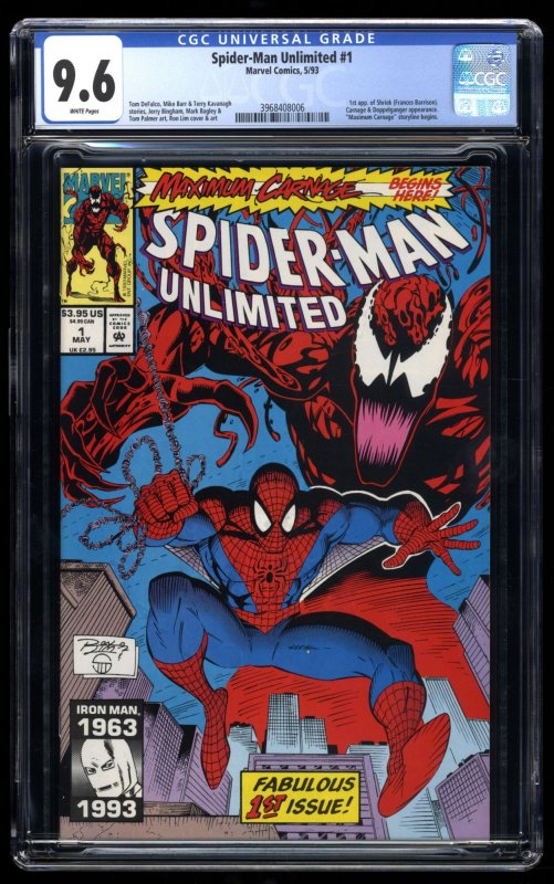 Spider-Man Unlimited #1 CGC NM+ 9.6 White Pages 1st Shriek!