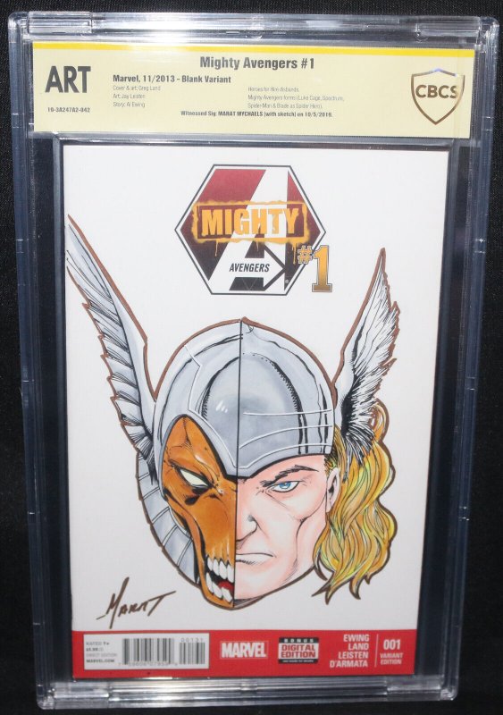 Mighty Avengers #1 - Thor Sketch by Marat Mychaels - CBCS Witnessed - 2013