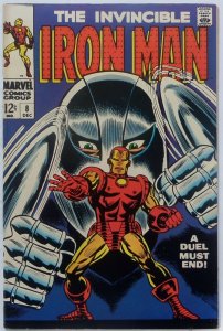 Iron Man #8 (Dec 1968, Marvel), VFN-NM condition, versus Gladiator