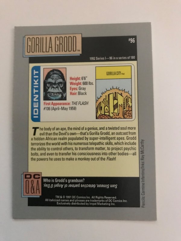 GORILLA GROOD #96 card : 1992 DC Universe Series 1, NM/M, Impel;  Flash villain