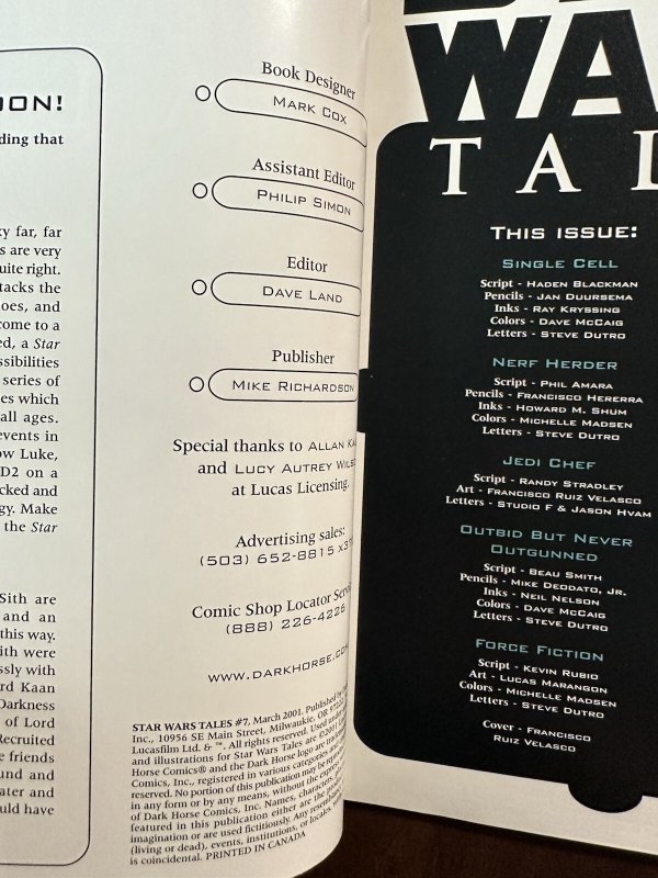 Star Wars Tales #7A VF + (Dark Horse 2001)