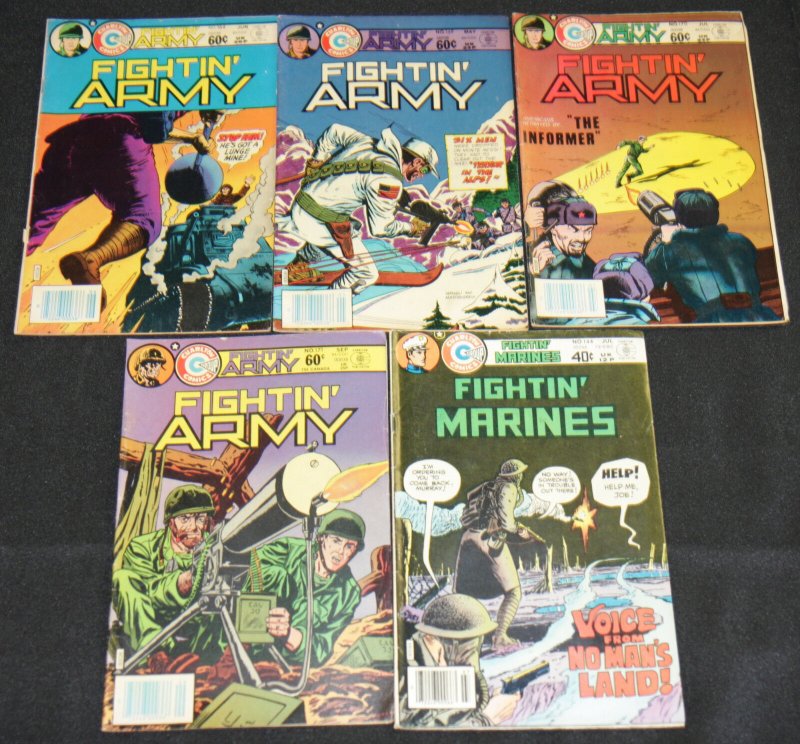 Charlton Bronze-Copper FIGHTIN' ARMY & MARINES 24pc Mid Grade Comic Lot FN War
