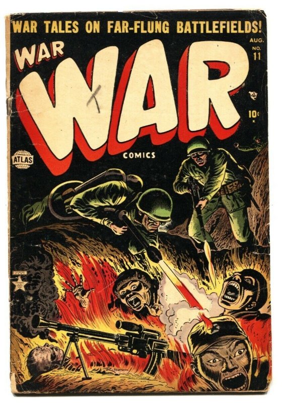 War Comics #11 1952- Atlas Golden Age- BRUTAL Flame Thrower cover! 