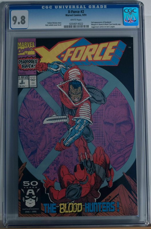 X-FORCE #2, CGC = 9.8, NM/M, 2nd Deadpool, Weapon X, 1991 , more CGC in store