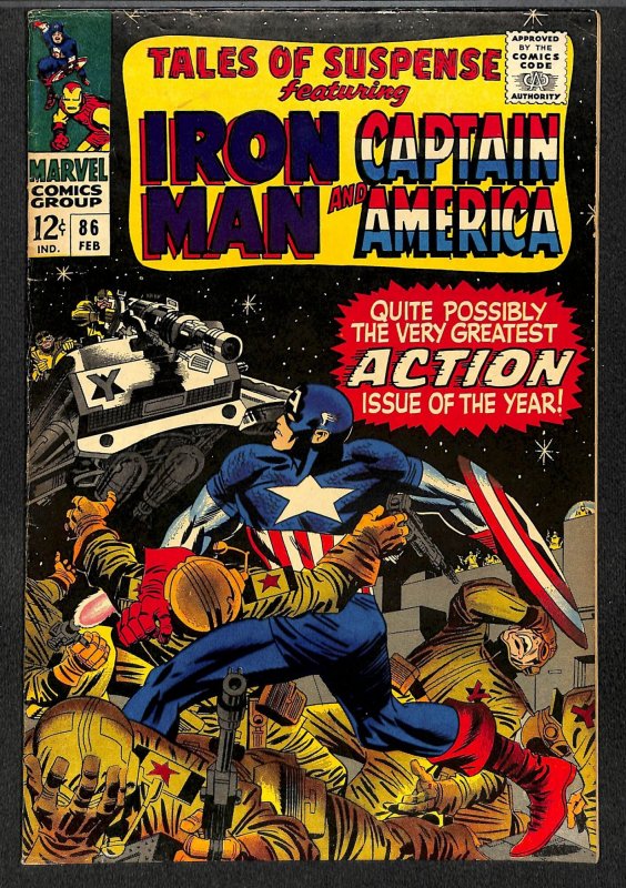 Tales Of Suspense #86 VG- 3.5 Iron Man Captain America! Iron Man