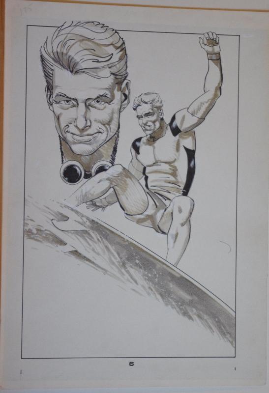 MIKE VOSBURG / RICHARD ORY original art,  AMERICAN FLAGG #5, Surfer Dude Splash