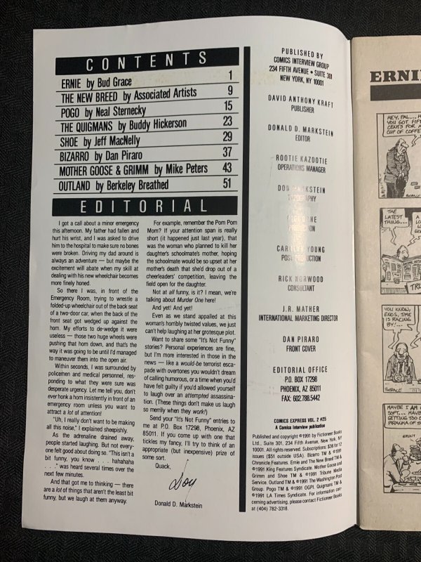 1991 COMICS EXPRESS Magazine #25 VG 4.0 Male Ladybug Support Group