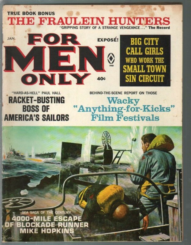 For Men Only 1/1966 Atlas-Mort Kunstler war cover-Bruce Minney-VG-