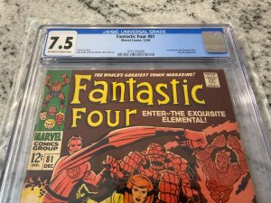 Fantastic Four # 81 CGC Graded 7.5 Marvel Comic Book 1968 Stan Lee J. Kirby JH33