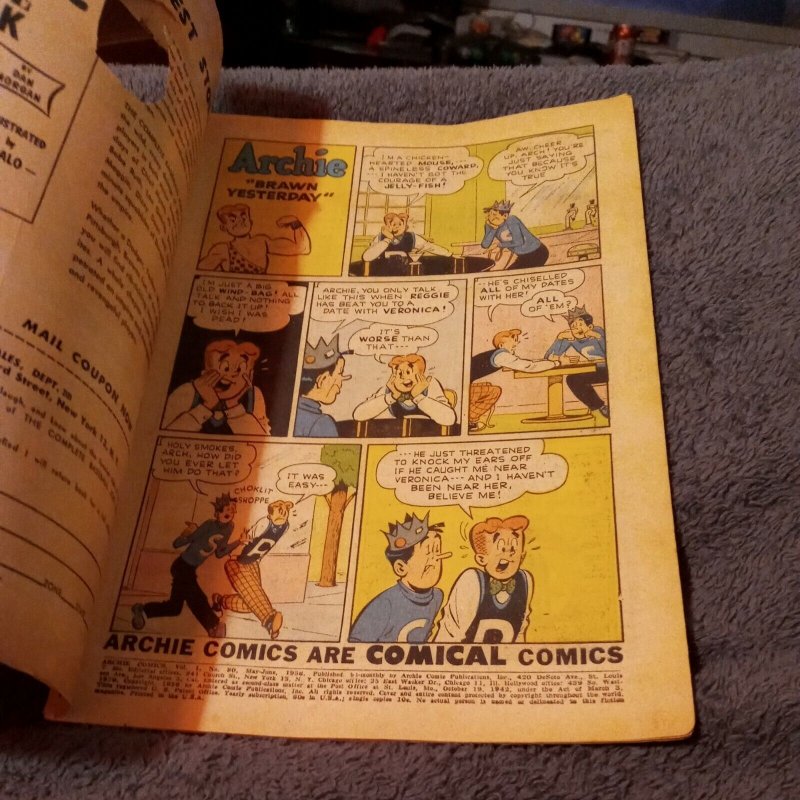 Archie #80 mlj comics 1956 teen humor silver age good girl art cover betty & ver