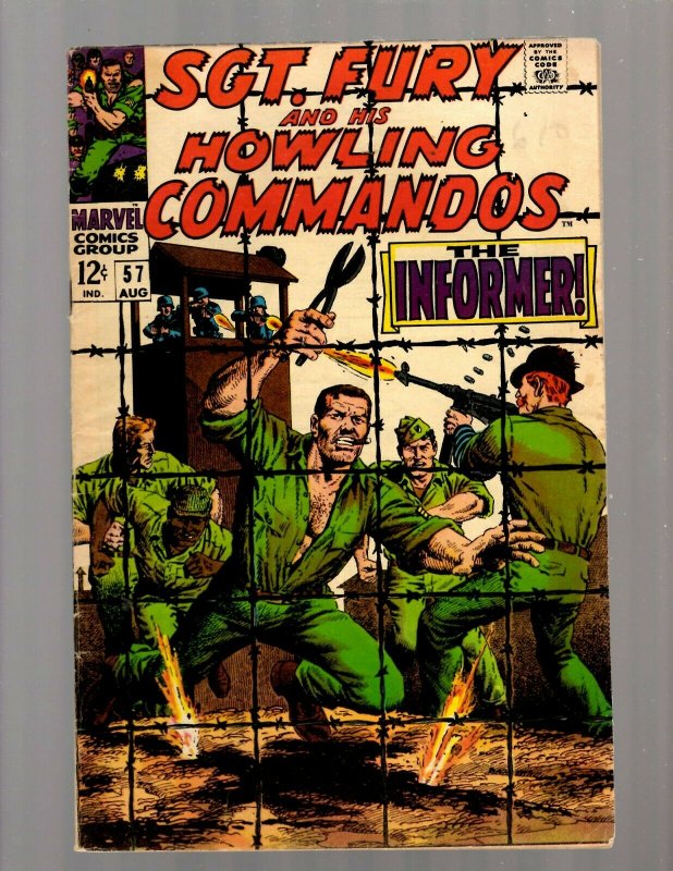 Sgt. Fury & The Howling Commandos # 57 FN/VF Marvel Comic Book Nick Fury JK7 