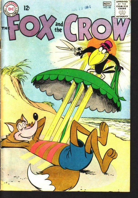 FOX AND CROW #88 SUN TAN BEACH COVER  DC  1964 VG