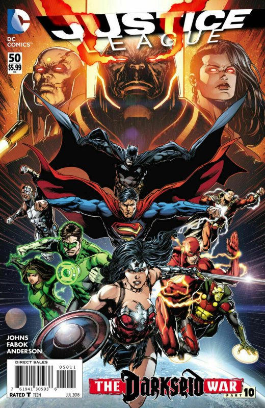 (2016) JUSTICE LEAGUE #50 1st print! 1st mention 3 Jokers! Jessica Cruz (HBO)!