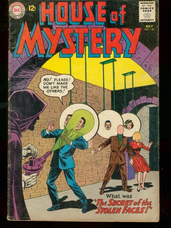 HOUSE OF MYSTERY #136 1963 DC COMICS STOLEN FACES HORRO VG