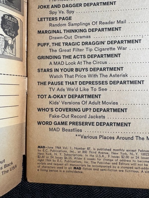 1964 MAD Magazine #87 G/VG 3.0 Alfred E Neuman / Special Spring Issue