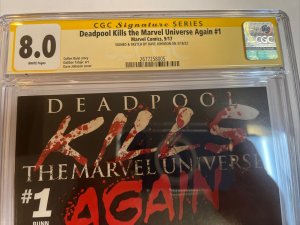Deadpool Kills Marvel Universe # 1 (CGC 8.0 SS) Signed & Sketch Dave Johnson