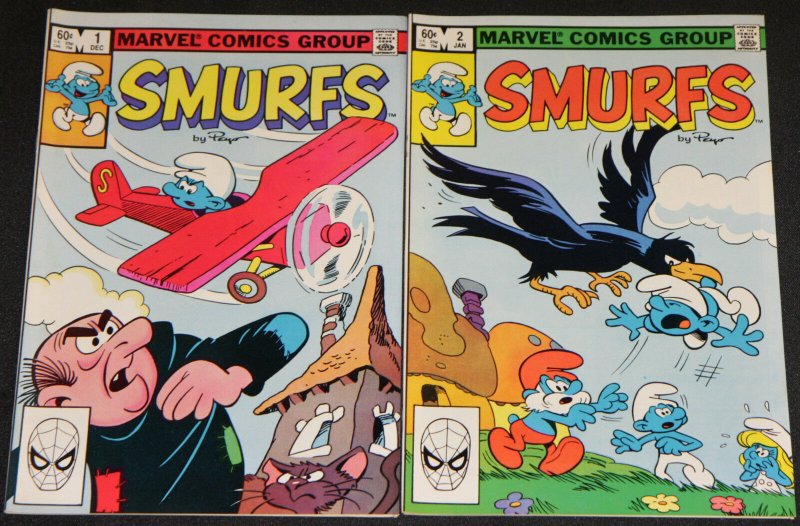 Vintage Marvel Bronze Age SMURFS 2pc Comic Lot FN-VF Cartoon TV/Movie HTF 