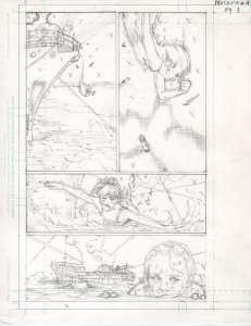 Katana #4 pg 3 DC New 52-Justice League Original Penciled art by ALEX SANCHEZ