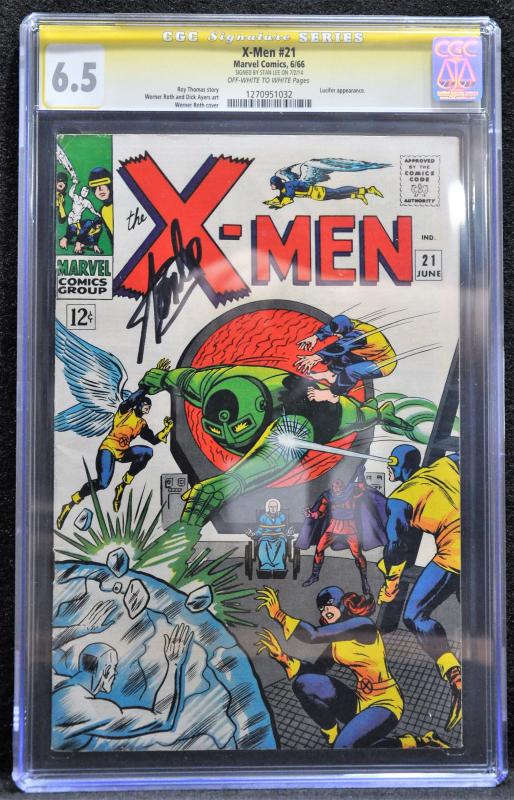 X-men #21 (Marvel, 1966) CGC 6.5 SS Stan Lee