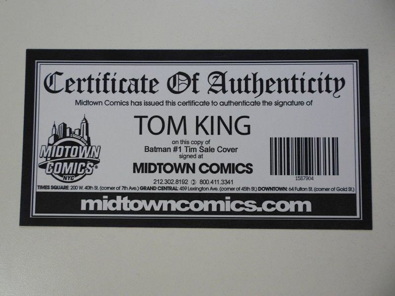 Batman #1 Variant Cover (2016) Signed W/COA VF Condition