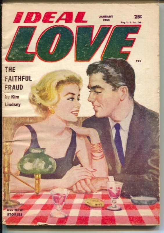 Love Short Stories 2/1958-female pulp authors-pin-up girl cover art-l-rare late 