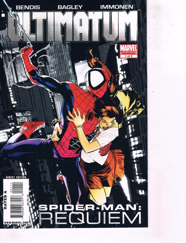 Lot Of 3 Ultimatum Marvel Comic Books # 1 2 Spider-Man Requiem + X-Men # 1 J88