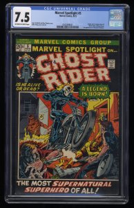 Marvel Spotlight #5 CGC VF- 7.5 1st Appearance Ghost Rider! Stan Lee!