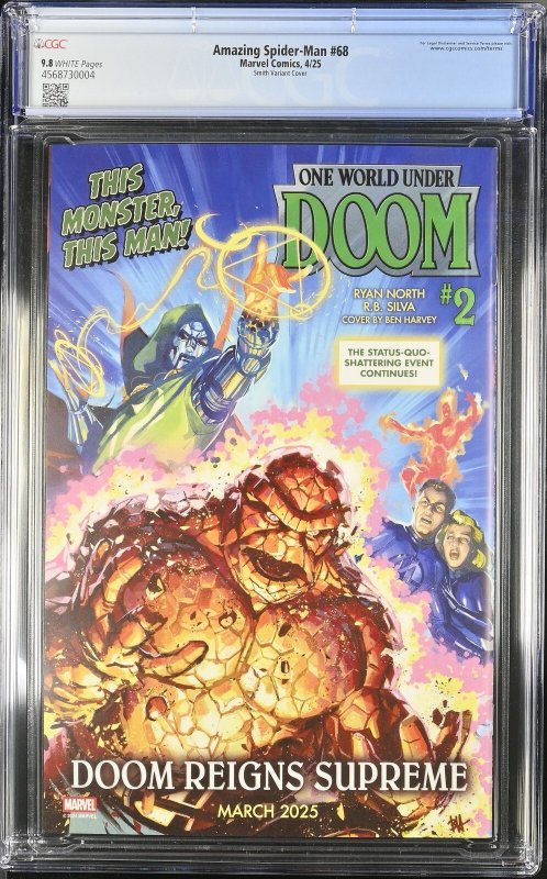 AMAZING SPIDER-MAN #68 MARVEL COMICS 2025 1:25 CORY SMITH VARIANT CGC 9.8 NM