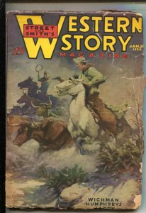 Western Story 1/25/1936 -Stampede cover by G.H. West-Wild Bill Hickok story-G/VG