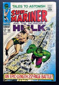 Tales to Astonish #100 (1968)[KEY] Hulk vs. Namor Classic Battle Silver Age -GD+