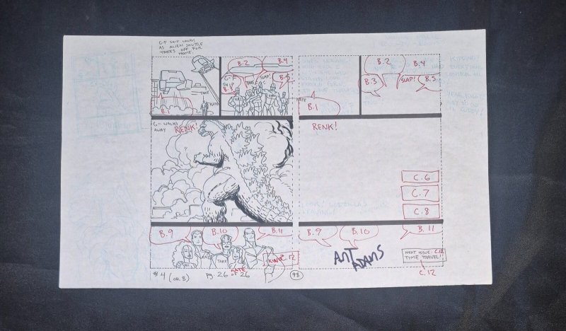 Godzilla #8 Page #26 Art Adams Original Comic Art Breakdown Layout 1995
