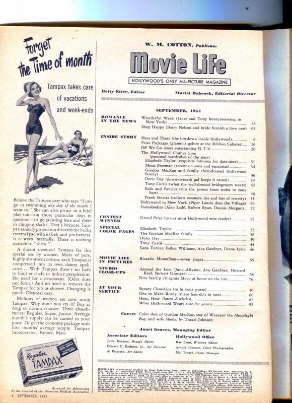 Movie Life-Gordon MacRae-Ricardo Montalban-Alan Ladd-Tony Curtis-Sept-1951