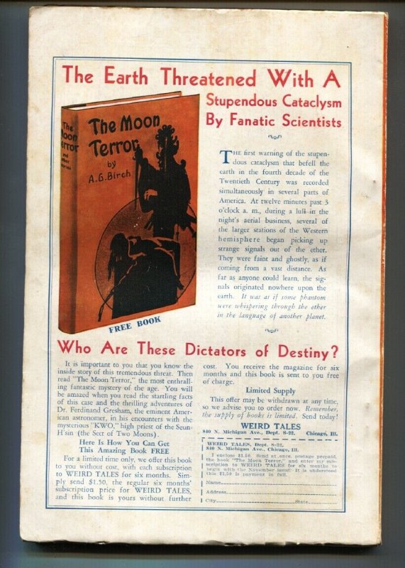 Weird Tales 10/1932-Horror-MARGARET BRUNDAGE cover-Pulp Magazine