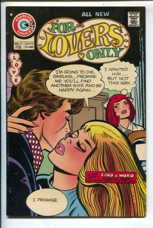 For Lovers Only #77 1975-Charlton-nurse love triangle-black cover-FN