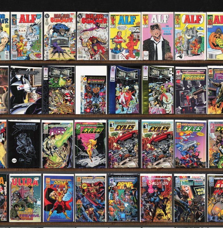 Huge Lot 140+ Comics with Prime, Alf, Shadowhawk, Firearm, Major Bummer & More!
