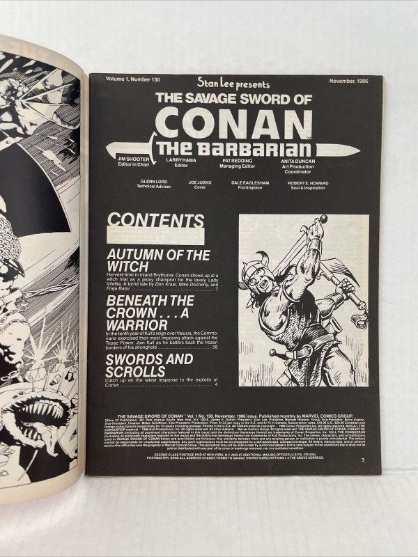 Savage Sword Of Conan #130 Marvel Magazine 