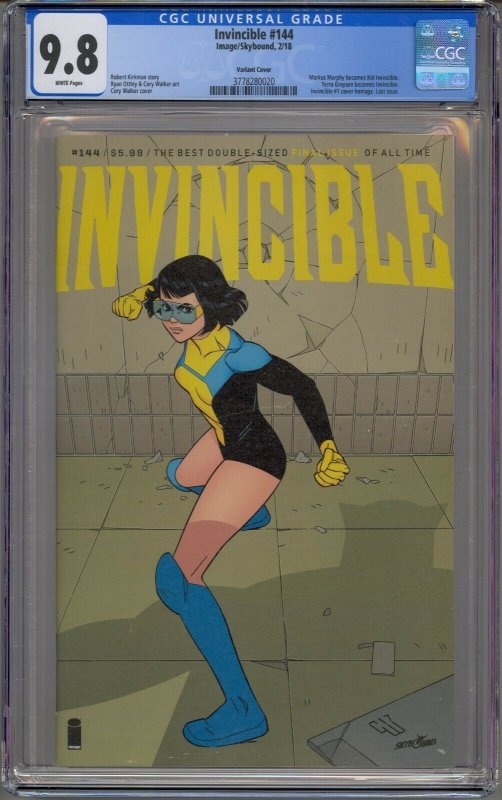 INVINCIBLE #144 CGC 9.8 CORY WALKER VARIANT COVER LAST ISSUE